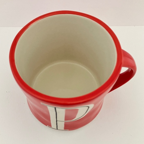 Anthropologie Monogram Coffee Mug Cup 3.5" Red Colorway Initial P Hand Painted - Picture 6 of 10
